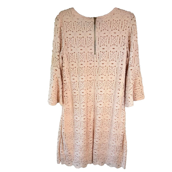 Ronni Nicole 3/4 Bell Sleeve Pink Lace Knee Length Dress Size 10 - Picture 2 of 11